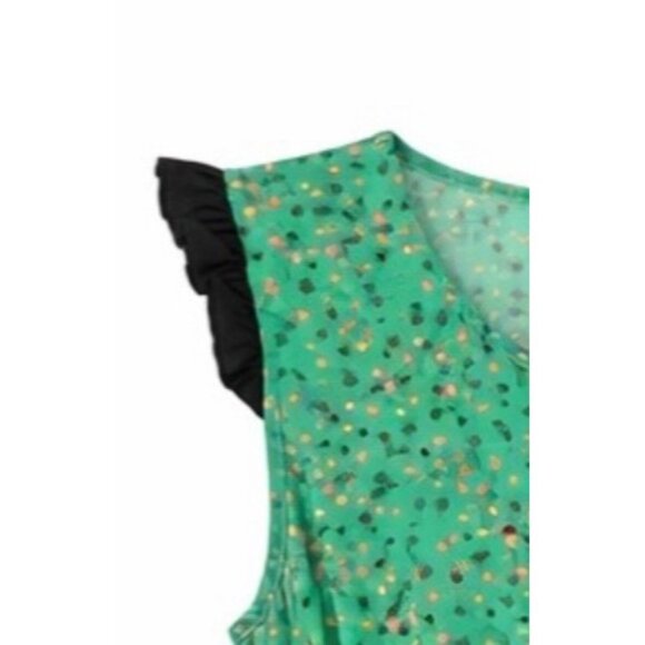 Veronica Beard Silk Floral Ruffle Mini Dress Green Size 8 - Picture 13 of 15